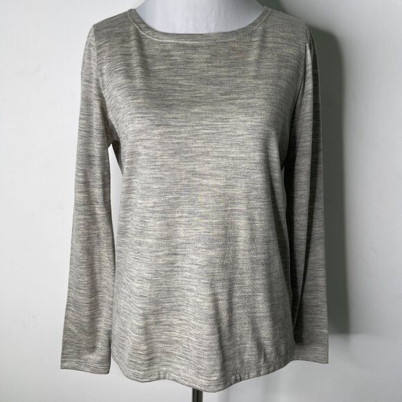 Antipast Women's Cream Grey Long Sleeve Crewneck 100% Wool T-Shirt Size 2 (M/L) - Picture 1 of 9